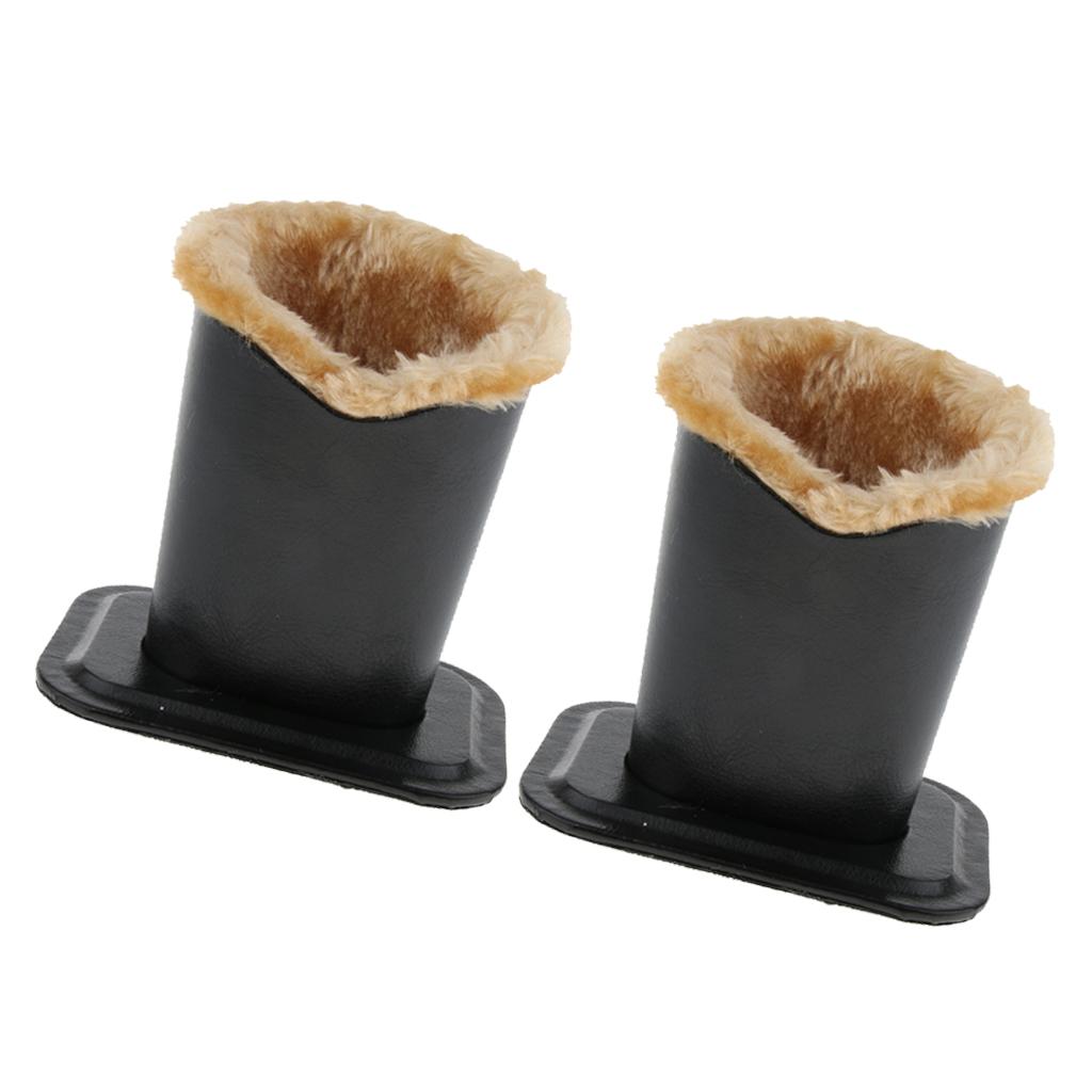 2 Pieces PU Leather Plush Lined Eyeglasses Upright Holder Stand Pen Holder