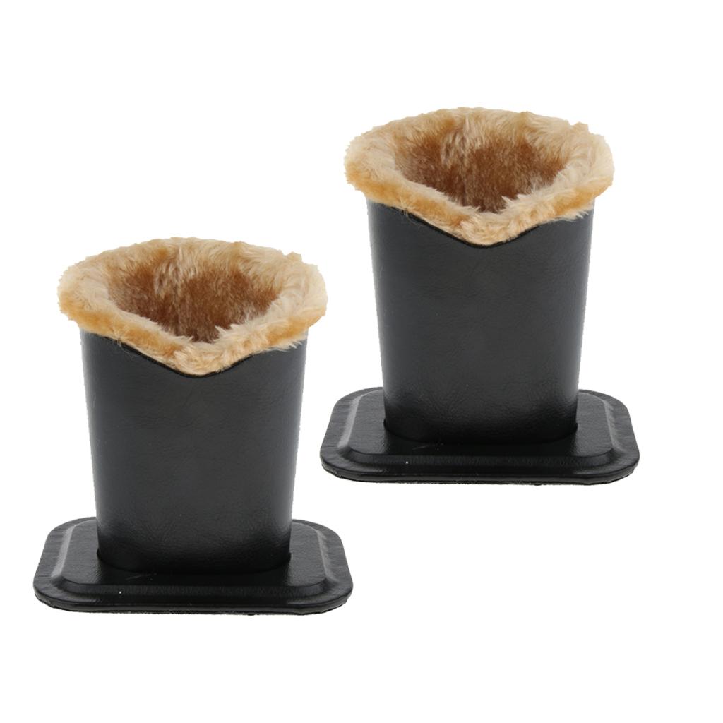 2 Pieces PU Leather Plush Lined Eyeglasses Upright Holder Stand Pen Holder