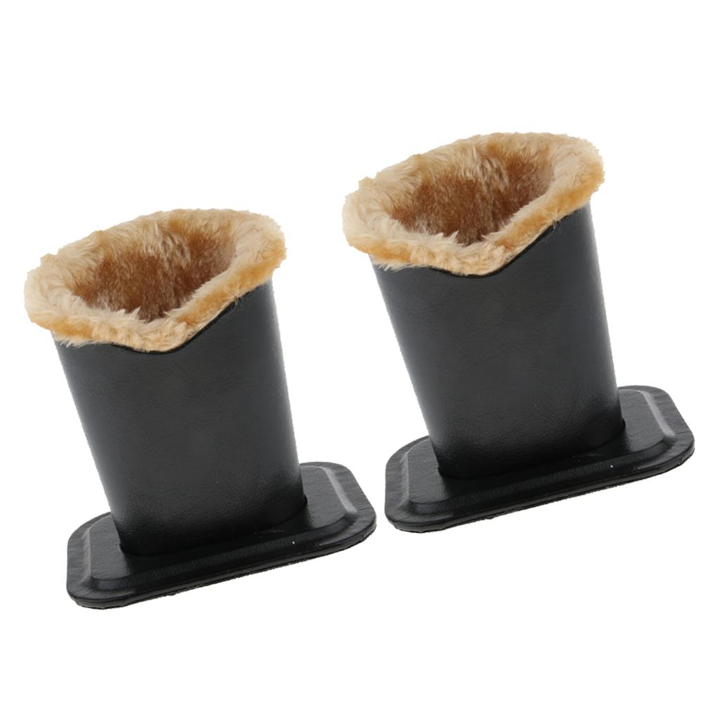 2 Pieces PU Leather Plush Lined Eyeglasses Upright Holder Stand Pen Holder