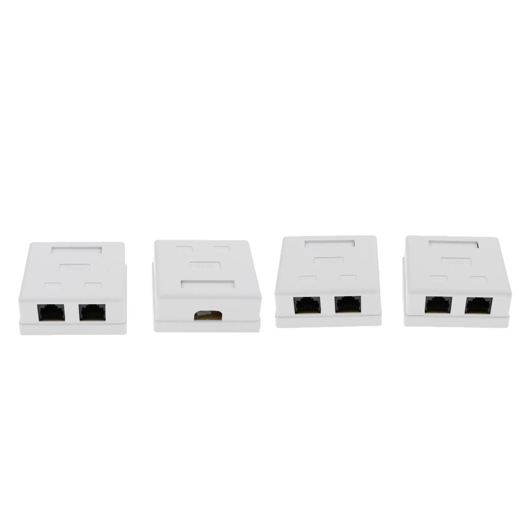 4x Cat6 Double Ports Surface Mount Outlet Box Face Plate Backbox Combo
