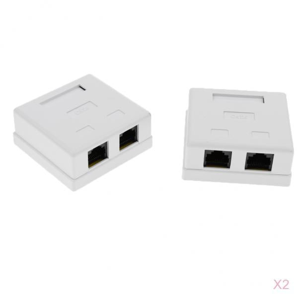 4x Cat6 Double Ports Surface Mount Outlet Box Face Plate Backbox Combo