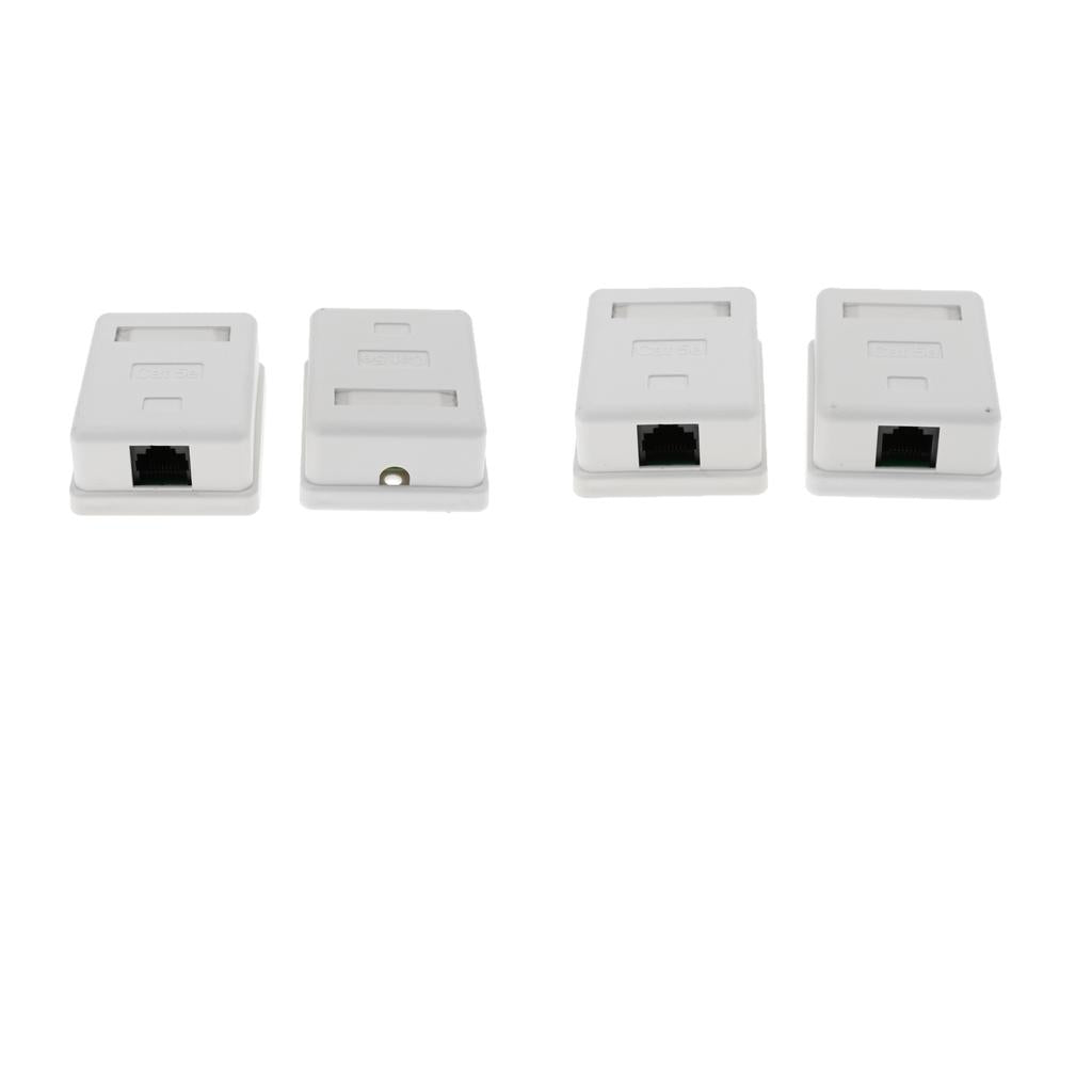 4x Cat5e Single Port Surface Mount Outlet Box Face Plate Backbox Combo