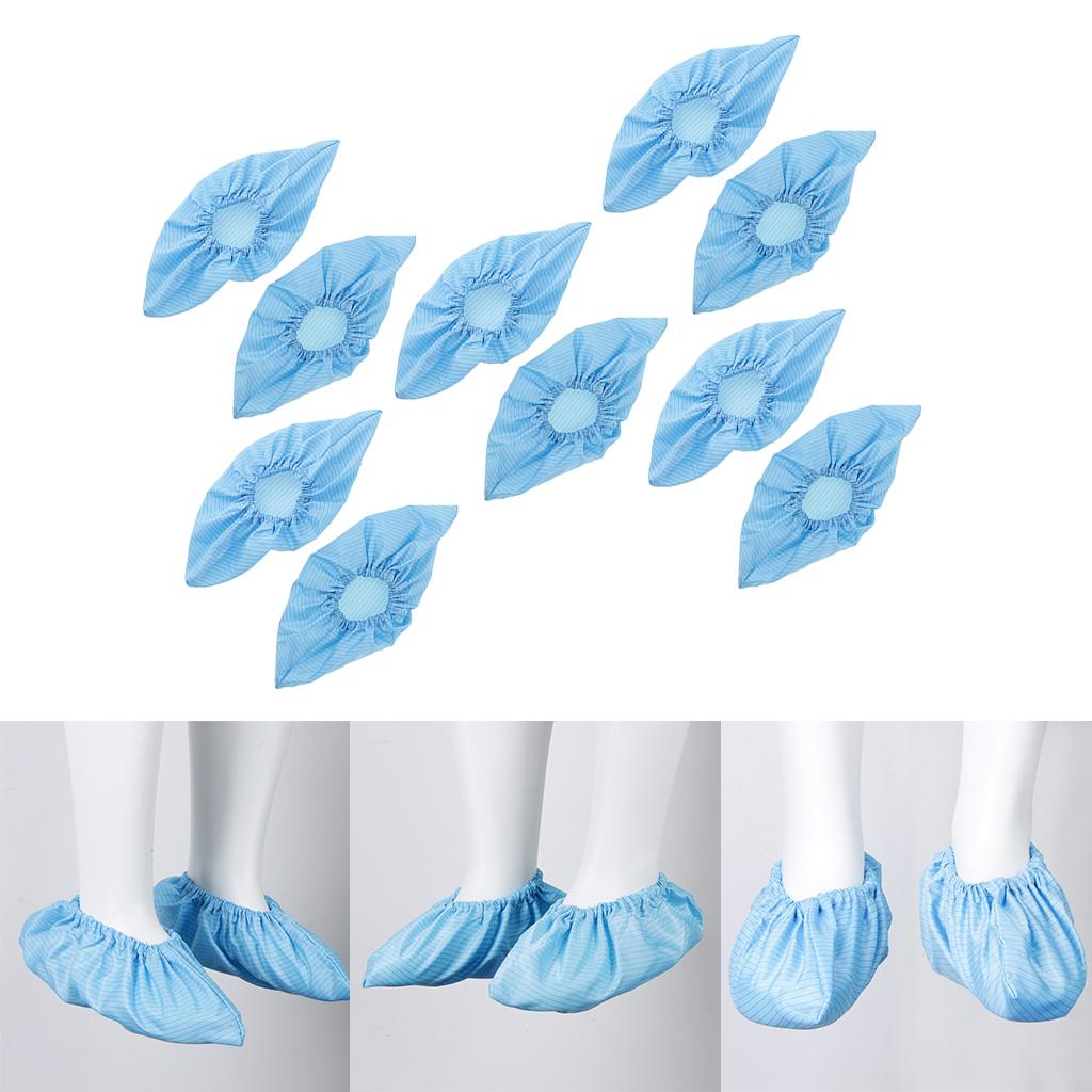 5 Pairs Reusable Dust-free Anti-static Workshop Shoe Boot Foot Cover- Blue