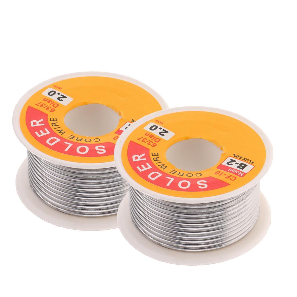 2 Roll Tin Lead Resin Rosin Core Solder Wire For Electrical Soldering 2.0mm