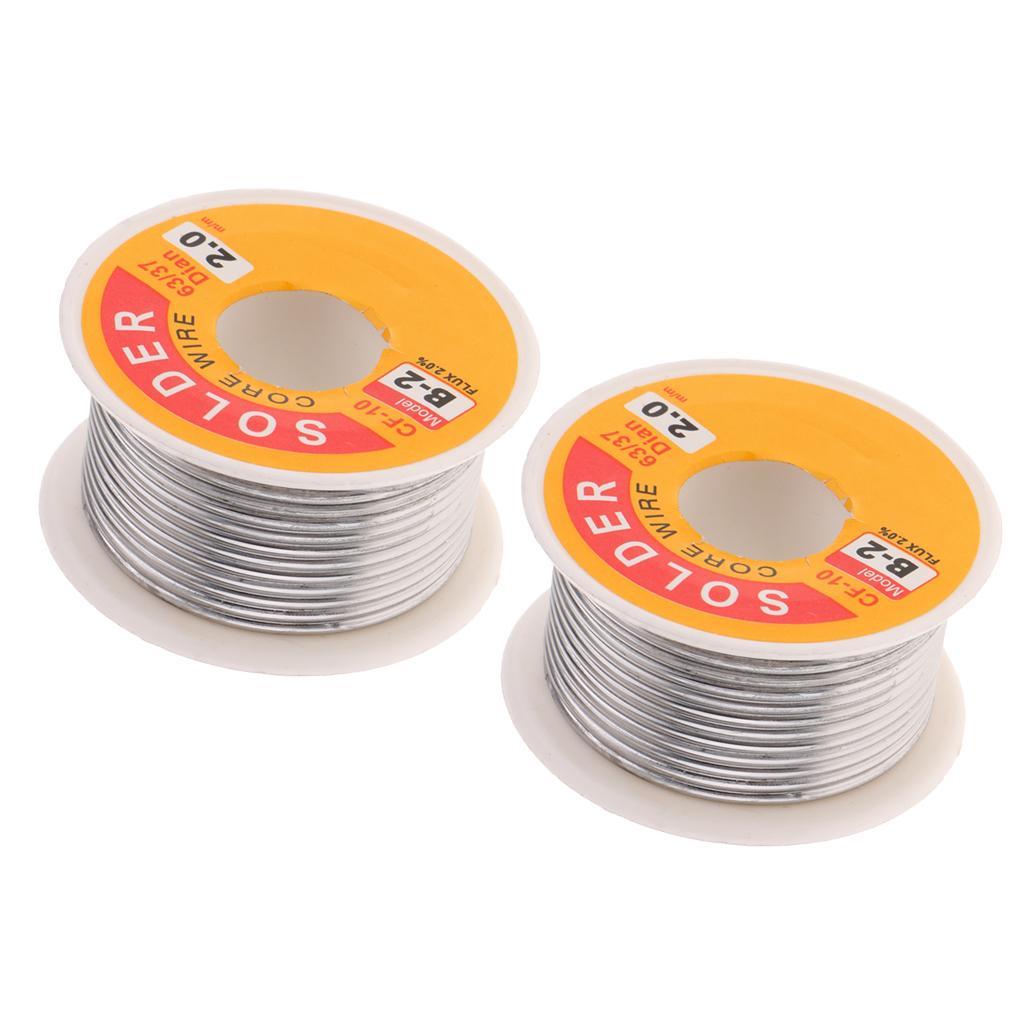 2 Roll Tin Lead Resin Rosin Core Solder Wire For Electrical Soldering 2.0mm