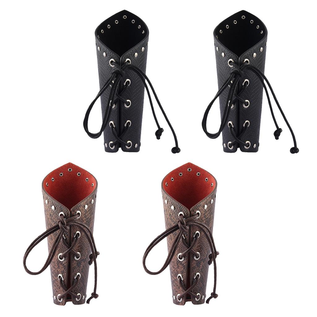 2 Pair Punk Rock Gothic Leather Wrist Bracer Guards Arm Protector Wristband