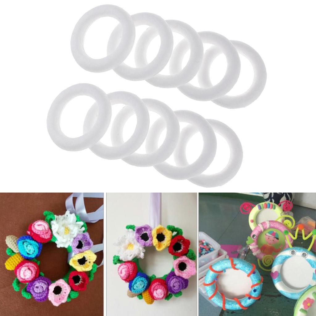 10 Pieces White DIY Circle Ring Styrofoam Foam Material for Art Craft 110mm