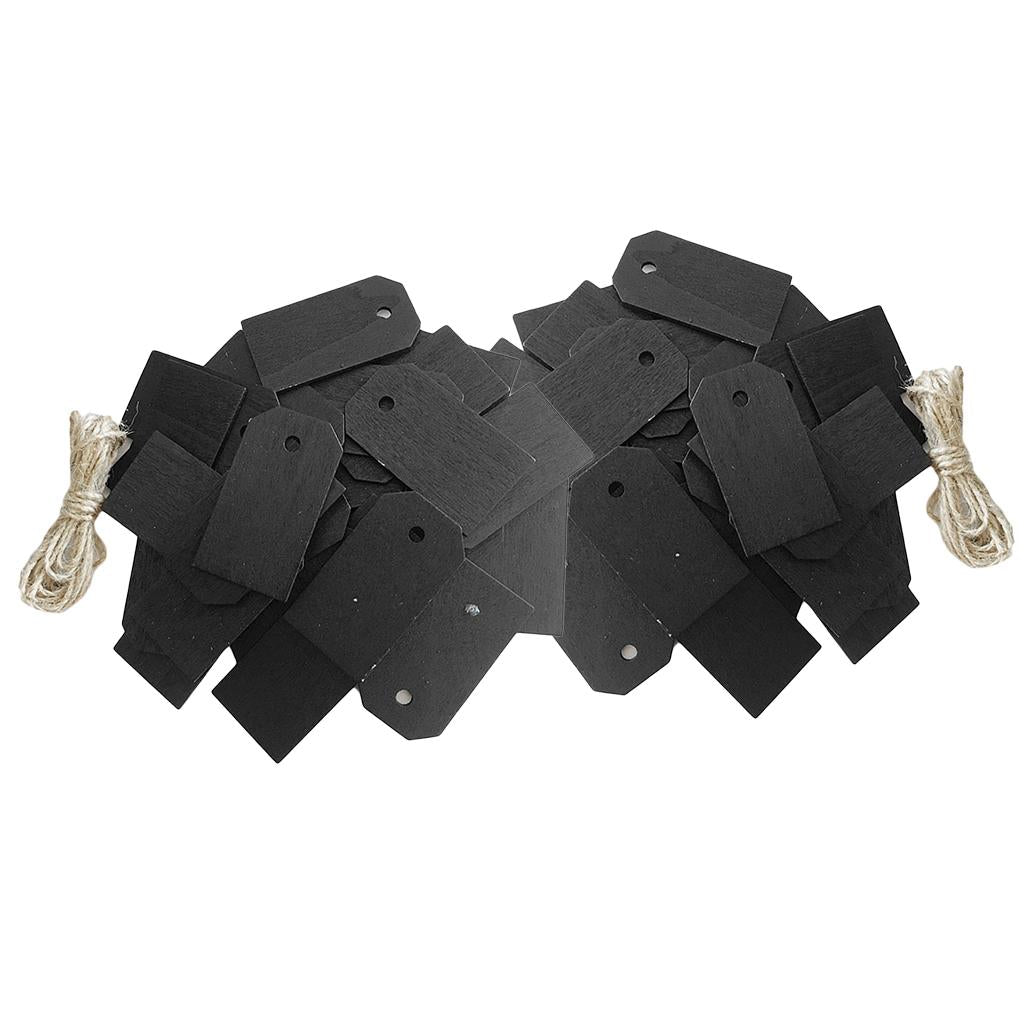 50 Pieces Blank Wood Wooden Gift Tags Blackboard Chalkboard Message Board