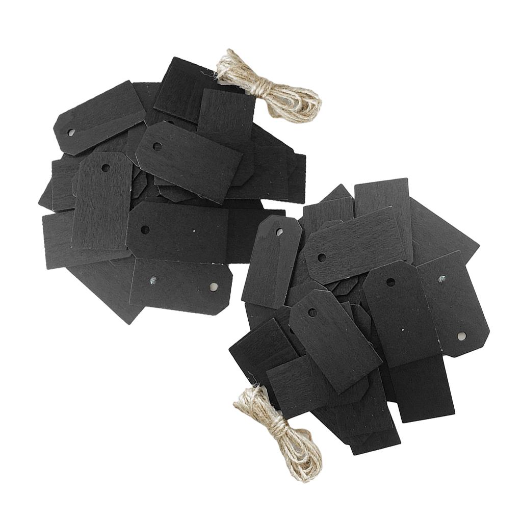 50 Pieces Blank Wood Wooden Gift Tags Blackboard Chalkboard Message Board