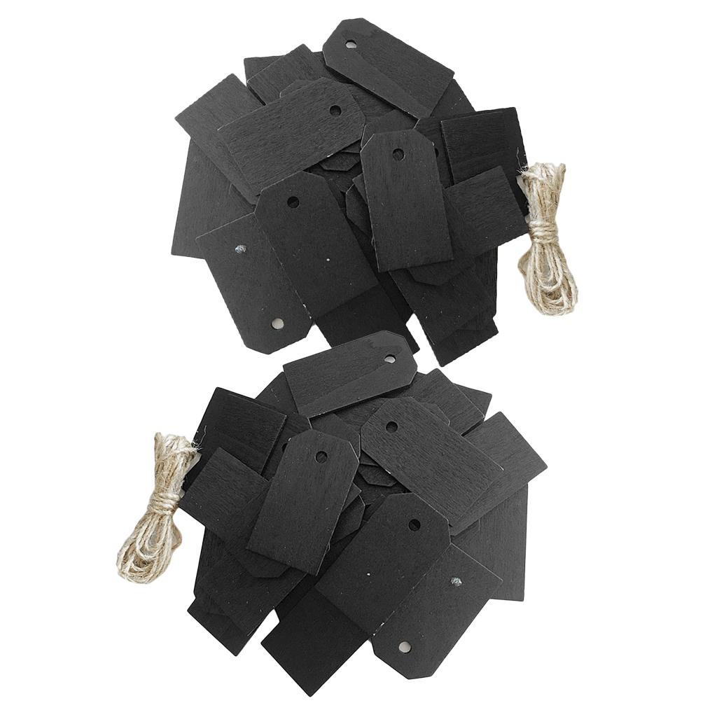 50 Pieces Blank Wood Wooden Gift Tags Blackboard Chalkboard Message Board