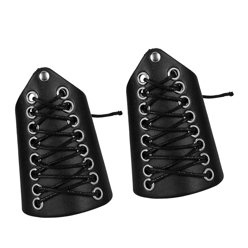 2pcs Black PU Leather Punk Arm Guard Wristband Medieval Knight Wrist Bracer