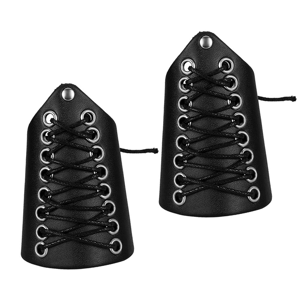 2pcs Black PU Leather Punk Arm Guard Wristband Medieval Knight Wrist Bracer