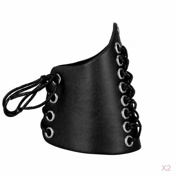 2pcs Black PU Leather Punk Arm Guard Wristband Medieval Knight Wrist Bracer