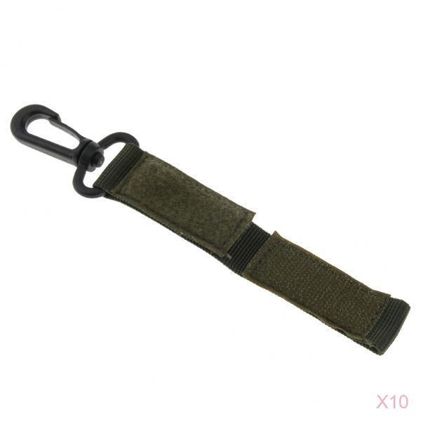 10Pcs Key Hook Webbing Molle Buckle Hanging Belt Carabiner Clip Army Green