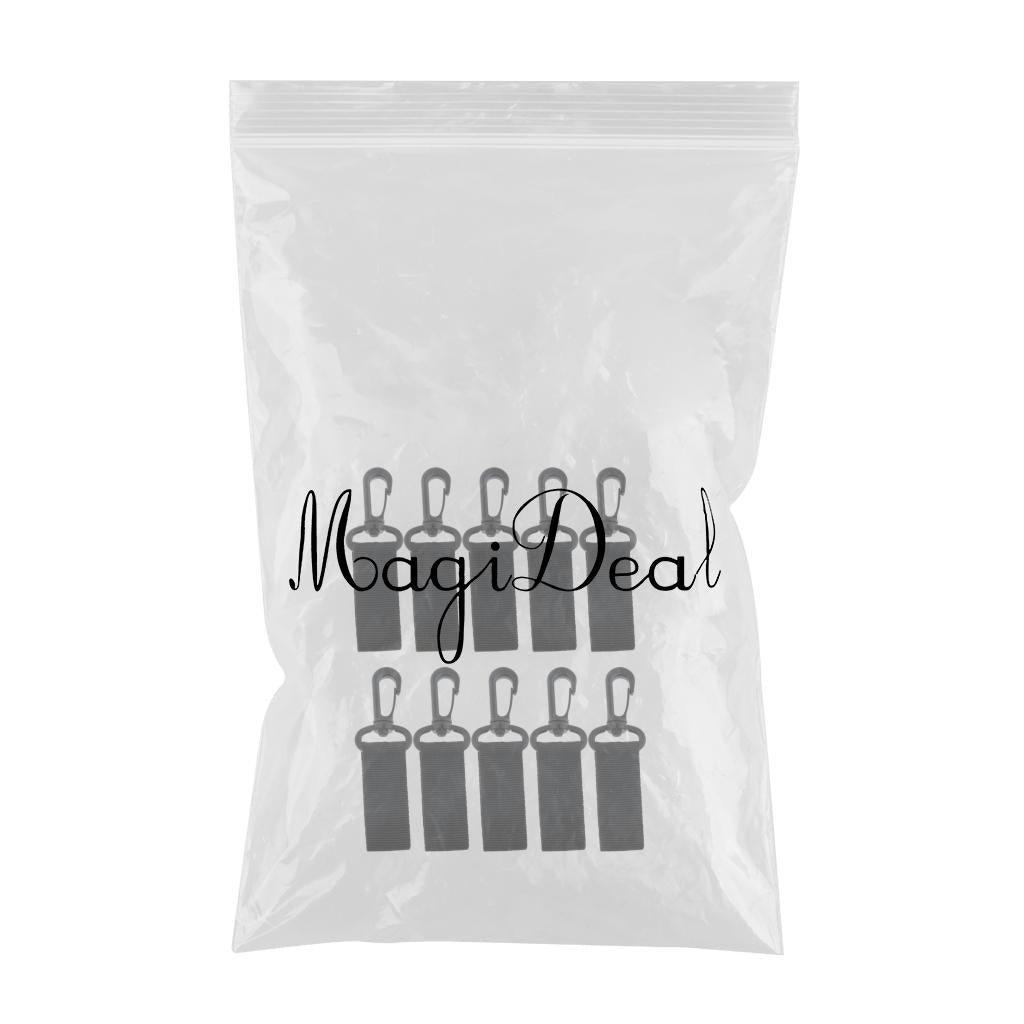 10Pcs Nylon Key Hook Webbing Molle Buckle Hanging Belt Carabiner Clip Black