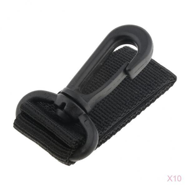 10Pcs Nylon Key Hook Webbing Molle Buckle Hanging Belt Carabiner Clip Black
