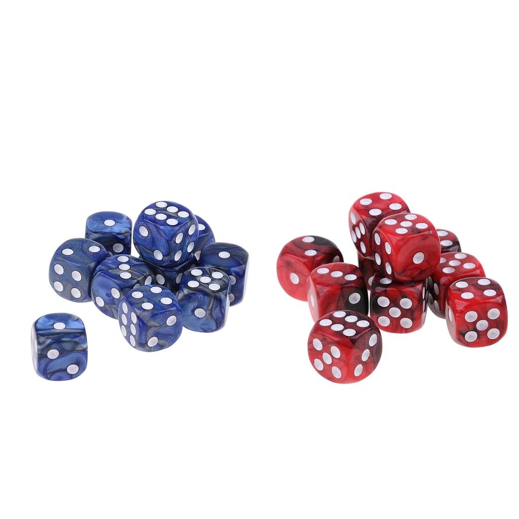20x Six Sided D6 Dice Dotted for Dungeons and Dragons Prop Toy Red+Blue