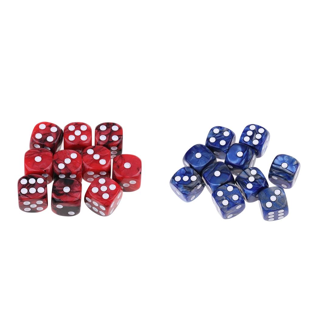 20x Six Sided D6 Dice Dotted for Dungeons and Dragons Prop Toy Red+Blue