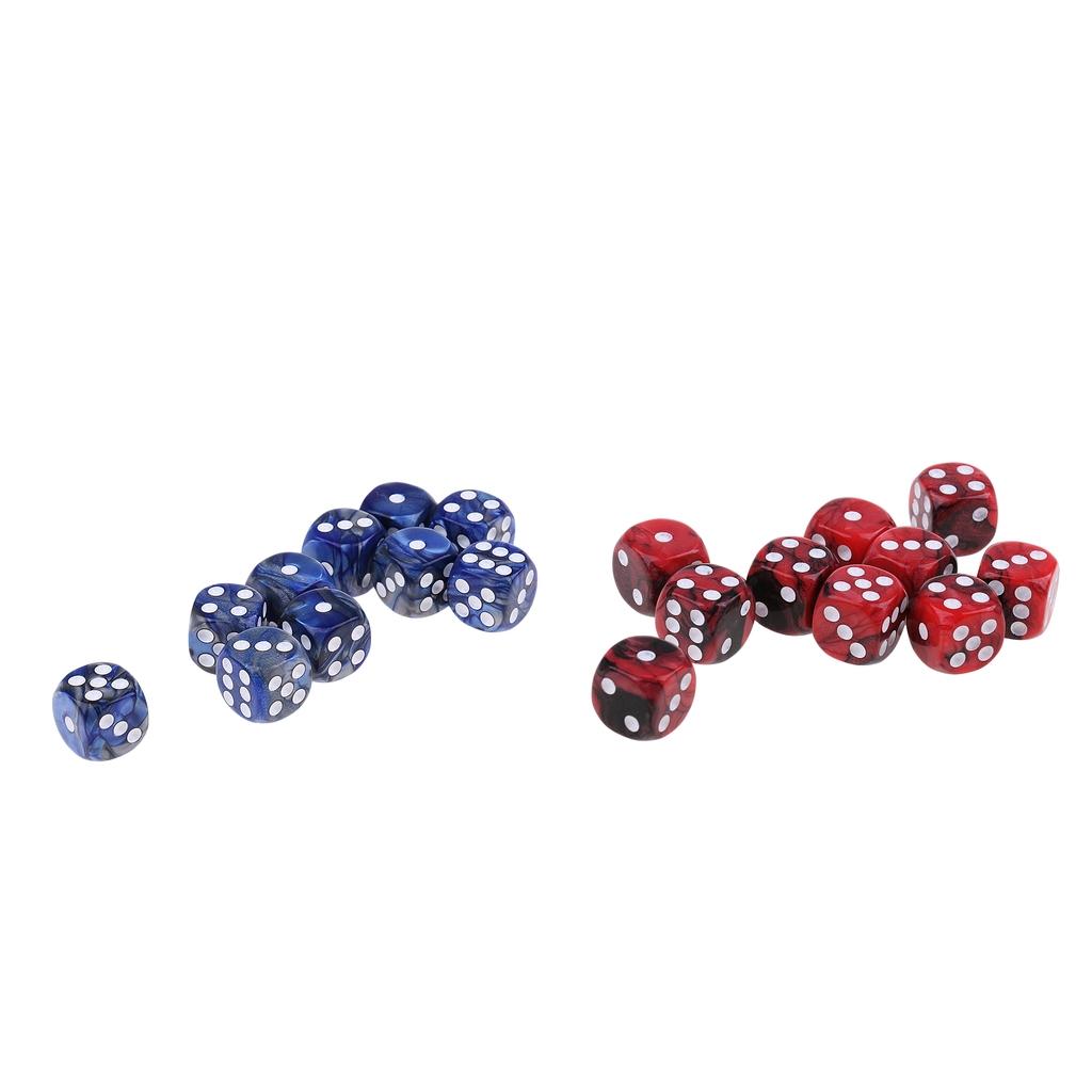 20x Six Sided D6 Dice Dotted for Dungeons and Dragons Prop Toy Red+Blue