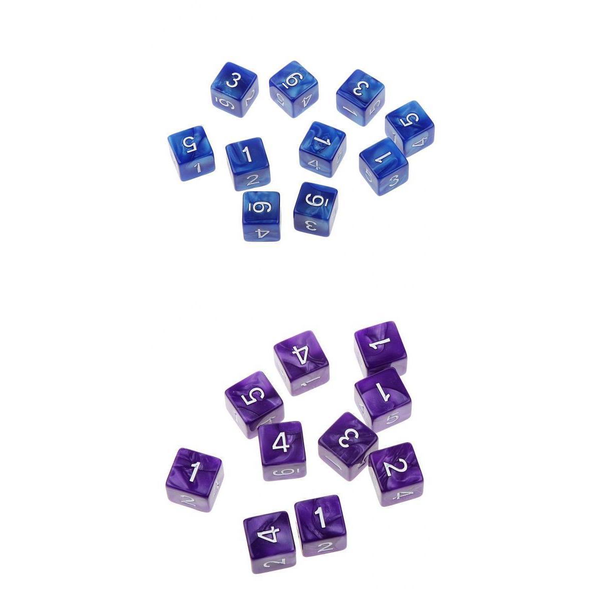 20Piece Six Sided Dice D6 for Playing D&D RPG Party Game Blue and Purple