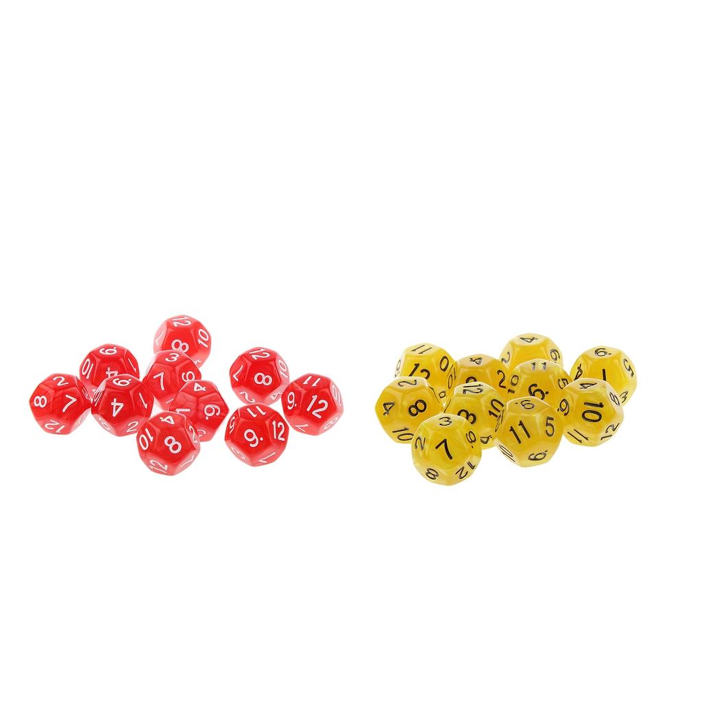 Acrylic 12 Sided D12 Dice for Dungeons and Dragons Accessories, Pack of 20