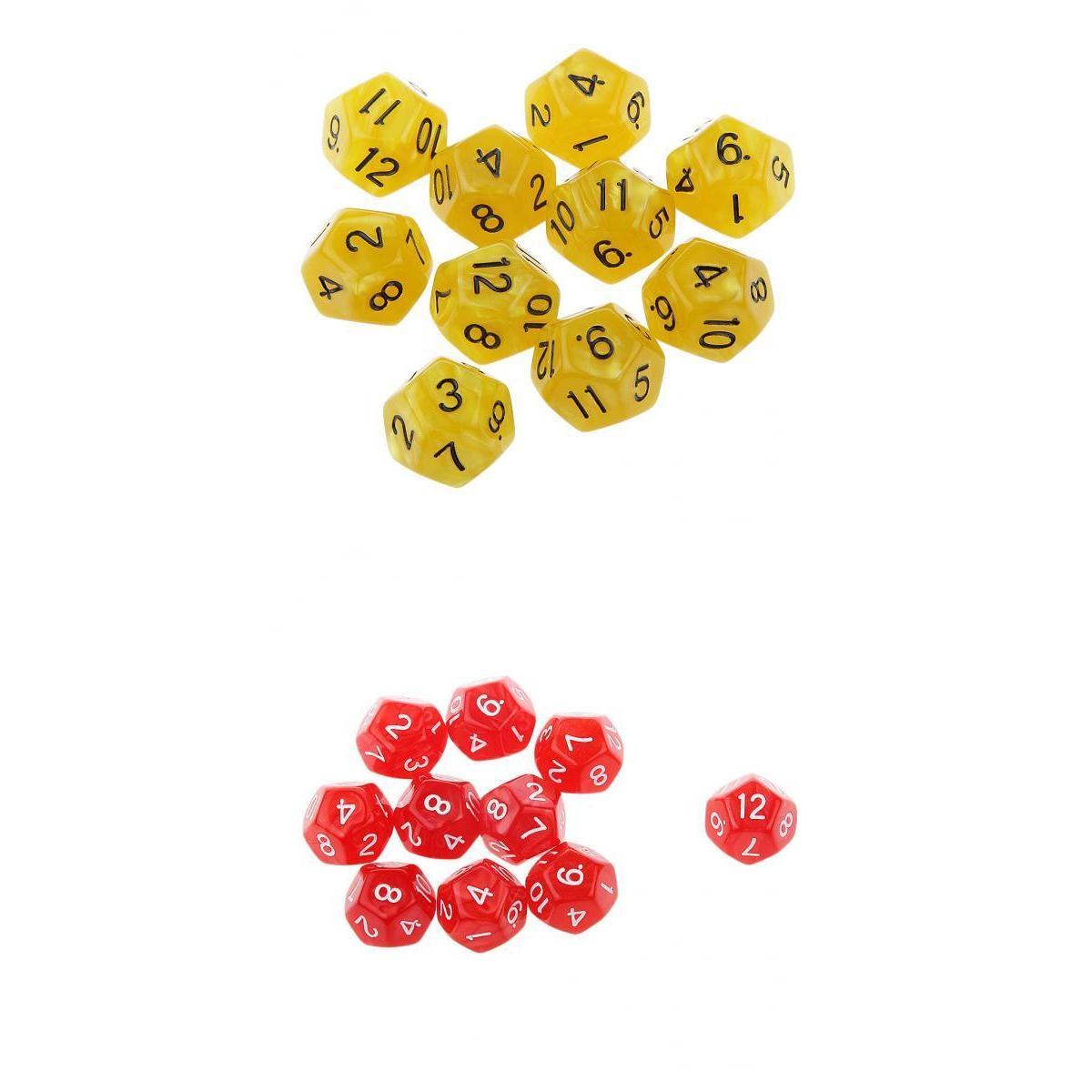 Acrylic 12 Sided D12 Dice for Dungeons and Dragons Accessories, Pack of 20
