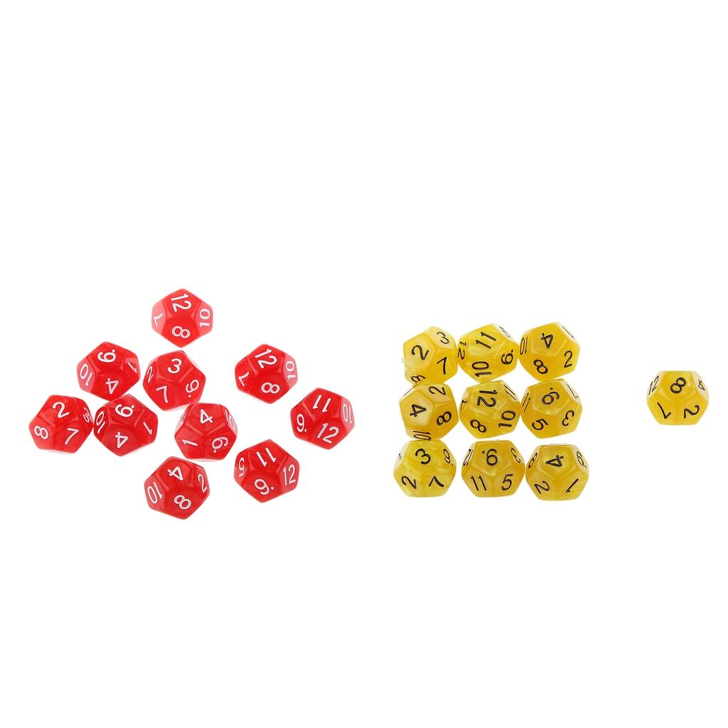 Acrylic 12 Sided D12 Dice for Dungeons and Dragons Accessories, Pack of 20