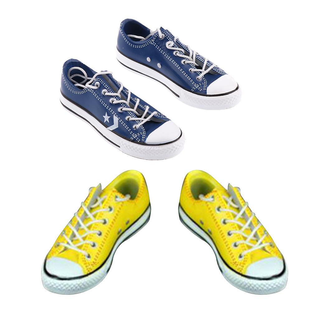 2 Pair 1/6 Lace Up Canvas Shoes Flats Sneakers for 12'' Male Action Figure