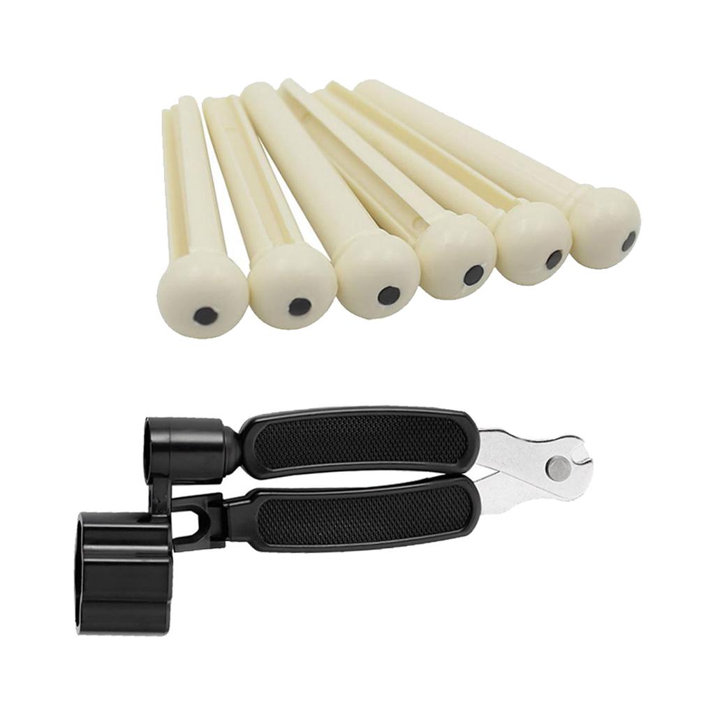 6 Pieces Guitar String Pins + 3 In 1 Guitar String Winder Cutter Pin Puller