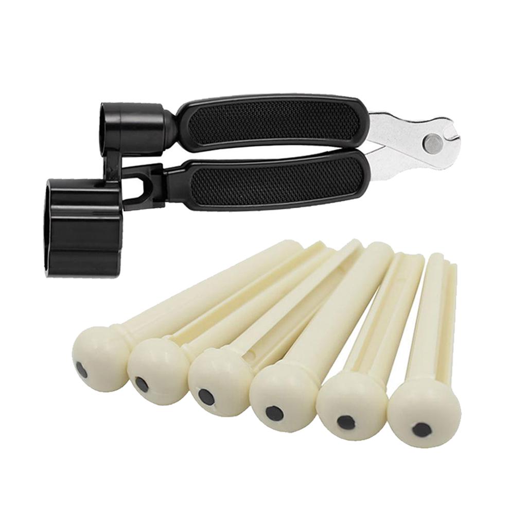6 Pieces Guitar String Pins + 3 In 1 Guitar String Winder Cutter Pin Puller