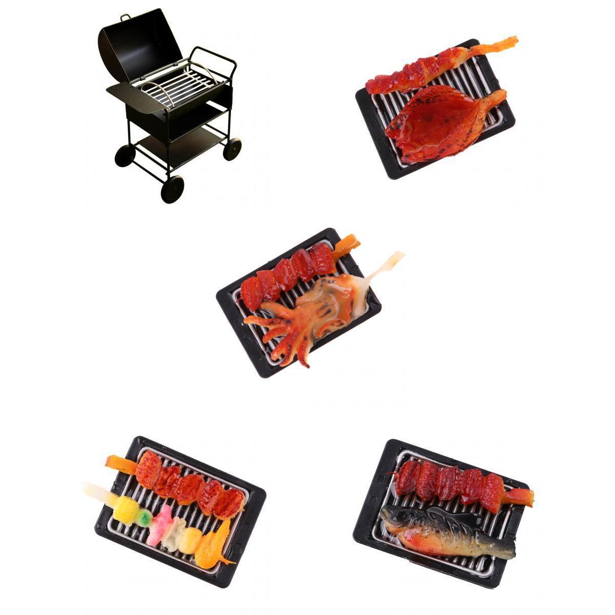 1/12 Dollhouse Miniature Kitchen Food Decoration Barbecue & Grill Oven Set