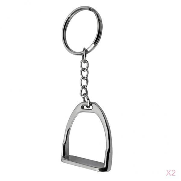 2pcs Zinc Alloy Western Stirrup Keychain Key Ring Equestrian Ornament 8cm