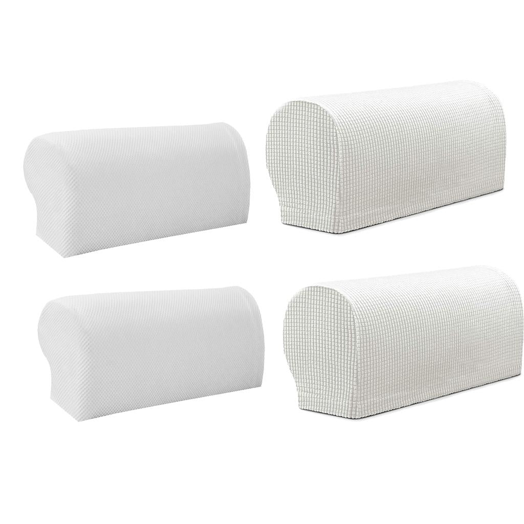 2 Pair(2Pattern) Sofa Armrest Covers Armchair Slipcovers Protector White