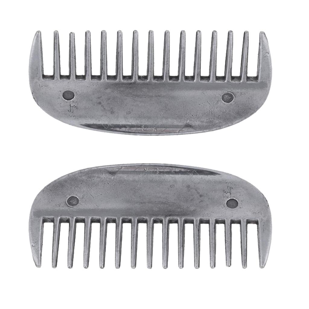 2 Pieces Stainless Steel Horse Curry Comb Brush Equestrian Grooming Supplies