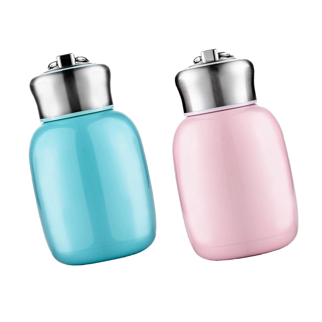 2pcs 200ml Kids Thermal Cup Vacuum Flasks Mini Water Bottle Travel Pink Blue