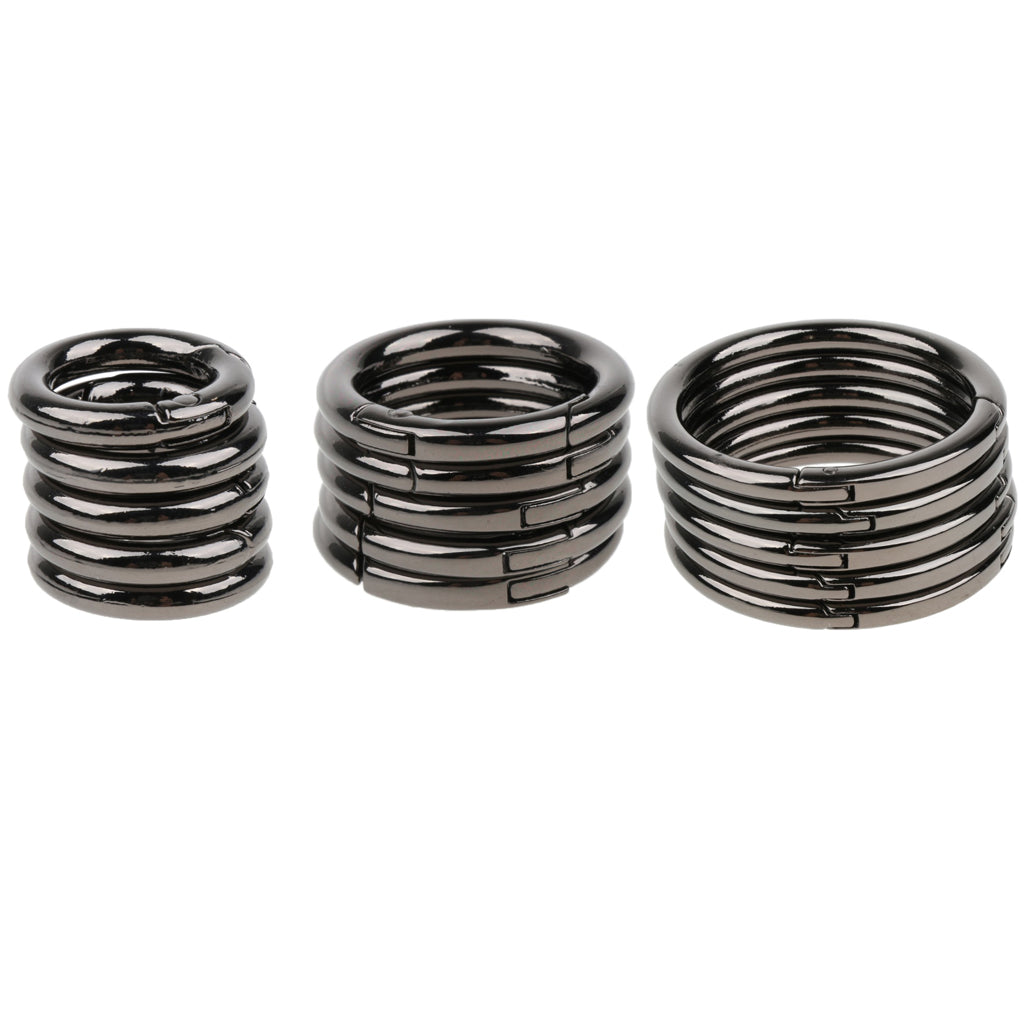 15pcs Zinc Alloy Round Spring Snap Hook Keychain Ring Buckle 10mm 16mm 25mm