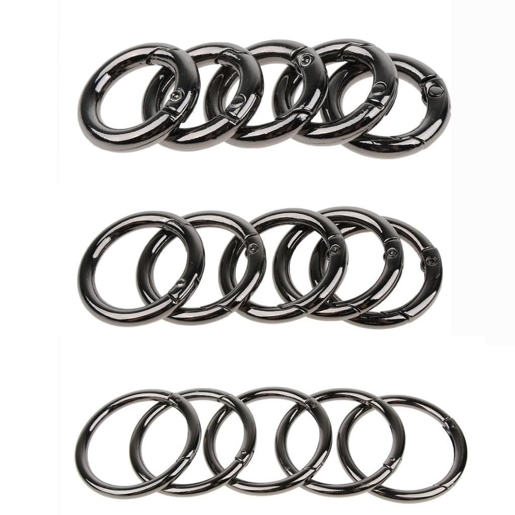 15pcs Zinc Alloy Round Spring Snap Hook Keychain Ring Buckle 16mm 25mm 51mm