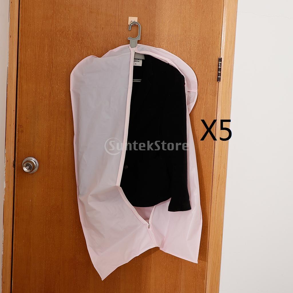 5Pcs Garment Bag Storage Keep Your Suit Costume Uniform Safe Pink 60X130cm