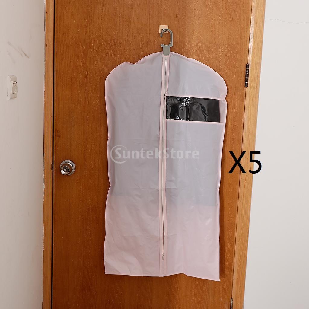 5Pcs Garment Bag Storage Keep Your Suit Costume Uniform Safe Pink 60X130cm