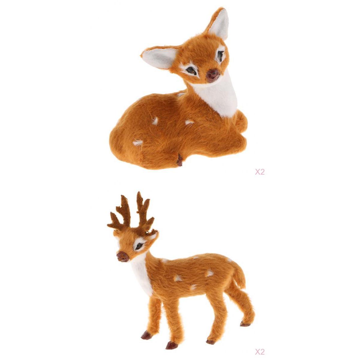 4 Pieces Miniature Realistic Deer Figurine Statue Model Home Gift Decorative