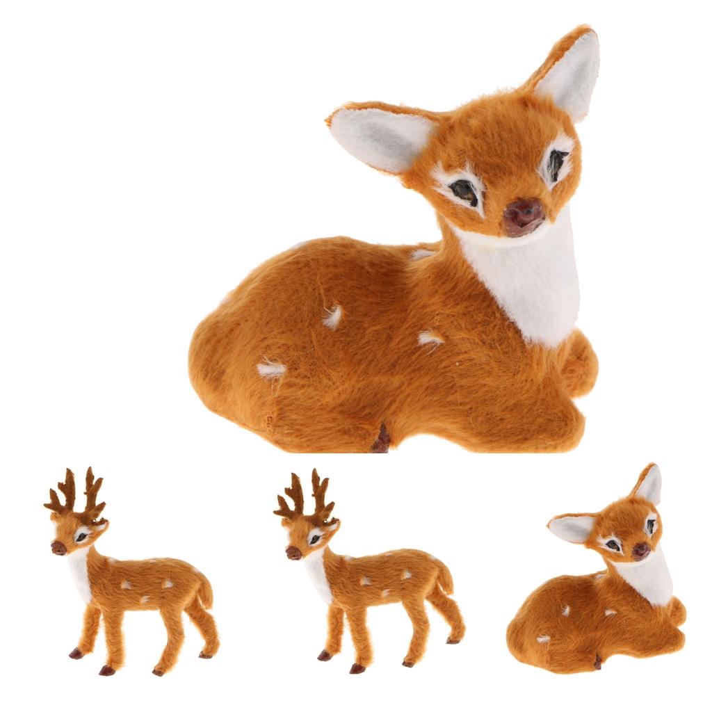 4 Pieces Miniature Realistic Deer Figurine Statue Model Home Gift Decorative