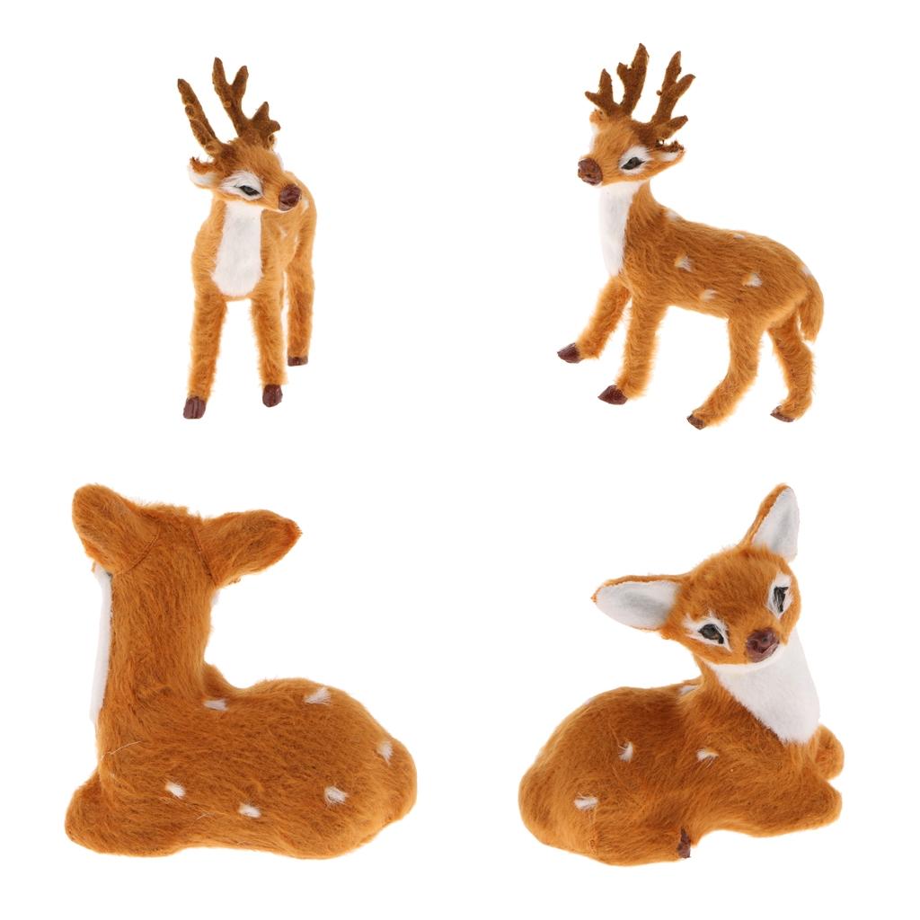 4 Pieces Miniature Realistic Deer Figurine Statue Model Home Gift Decorative