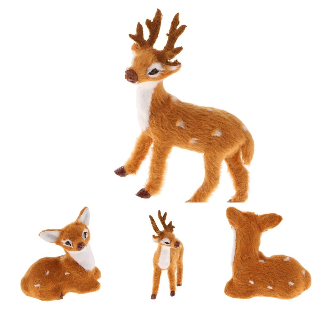 4 Pieces Miniature Realistic Deer Figurine Statue Model Home Gift Decorative