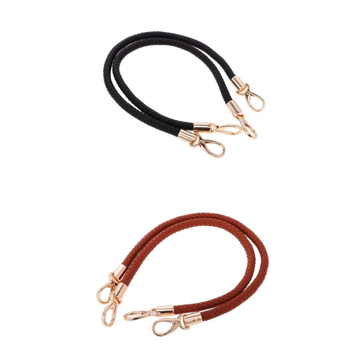2Pair Shoulder Bag Replacement Handle Braided Rope Handbag Strap Black+Brown