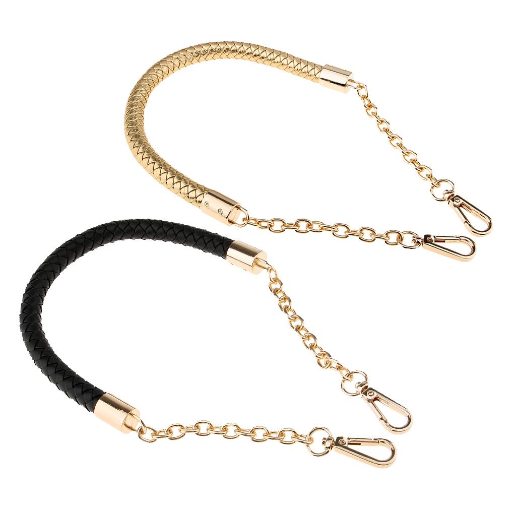 2PCS Women's PU Leather Braided Bag Strap Handle DIY Bag Chain Replacement