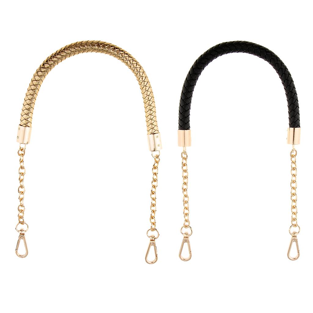 2PCS Women's PU Leather Braided Bag Strap Handle DIY Bag Chain Replacement