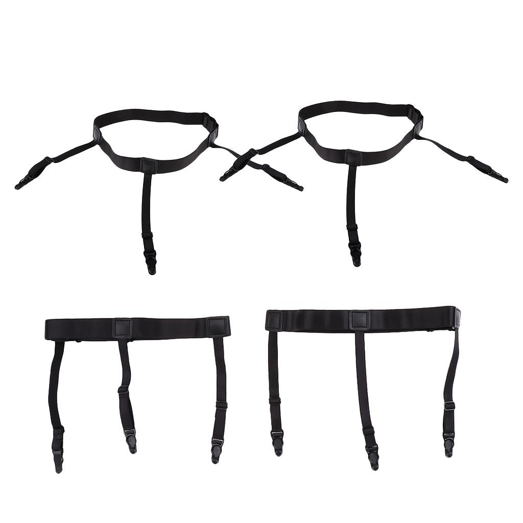 2 Pairs Men Elastic Shirt Stay Holder Garter Belt Clamp Non-slip Suspender