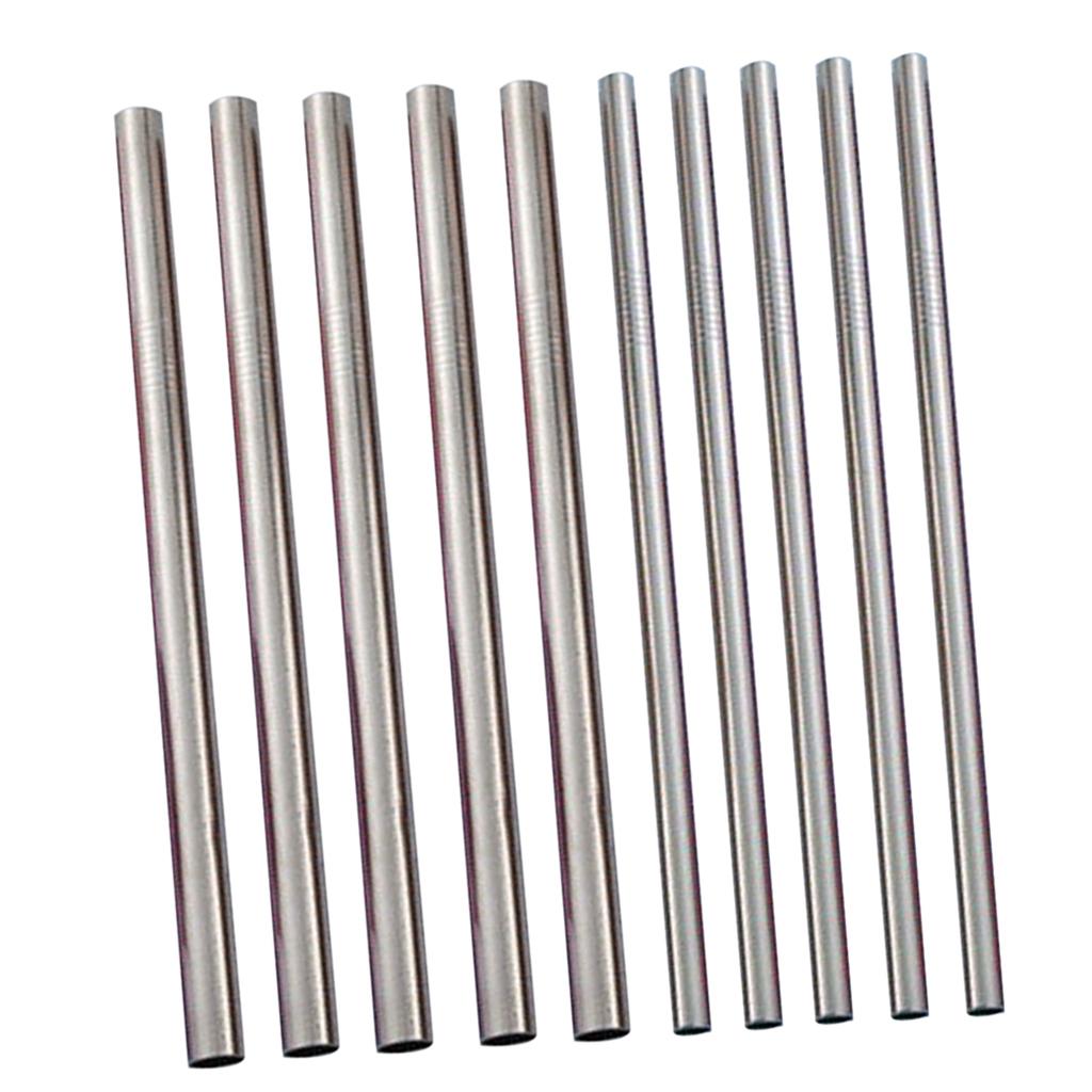 10pcs Stainless Steel Drinking Straw Cocktail Straws Party Supplies Silver