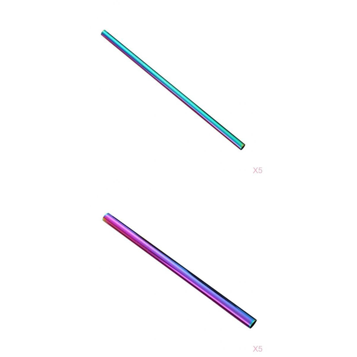 10pcs Stainless Steel Drinking Cocktail Straws Party Supplies Multicolor