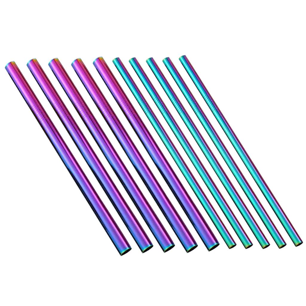 10pcs Stainless Steel Drinking Cocktail Straws Party Supplies Multicolor